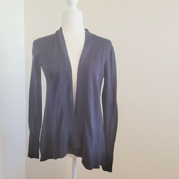 J. Crew Dark Navy Pima Cotton & Wool Open Front Cardigan Sweater Size X-Small - Picture 2 of 9